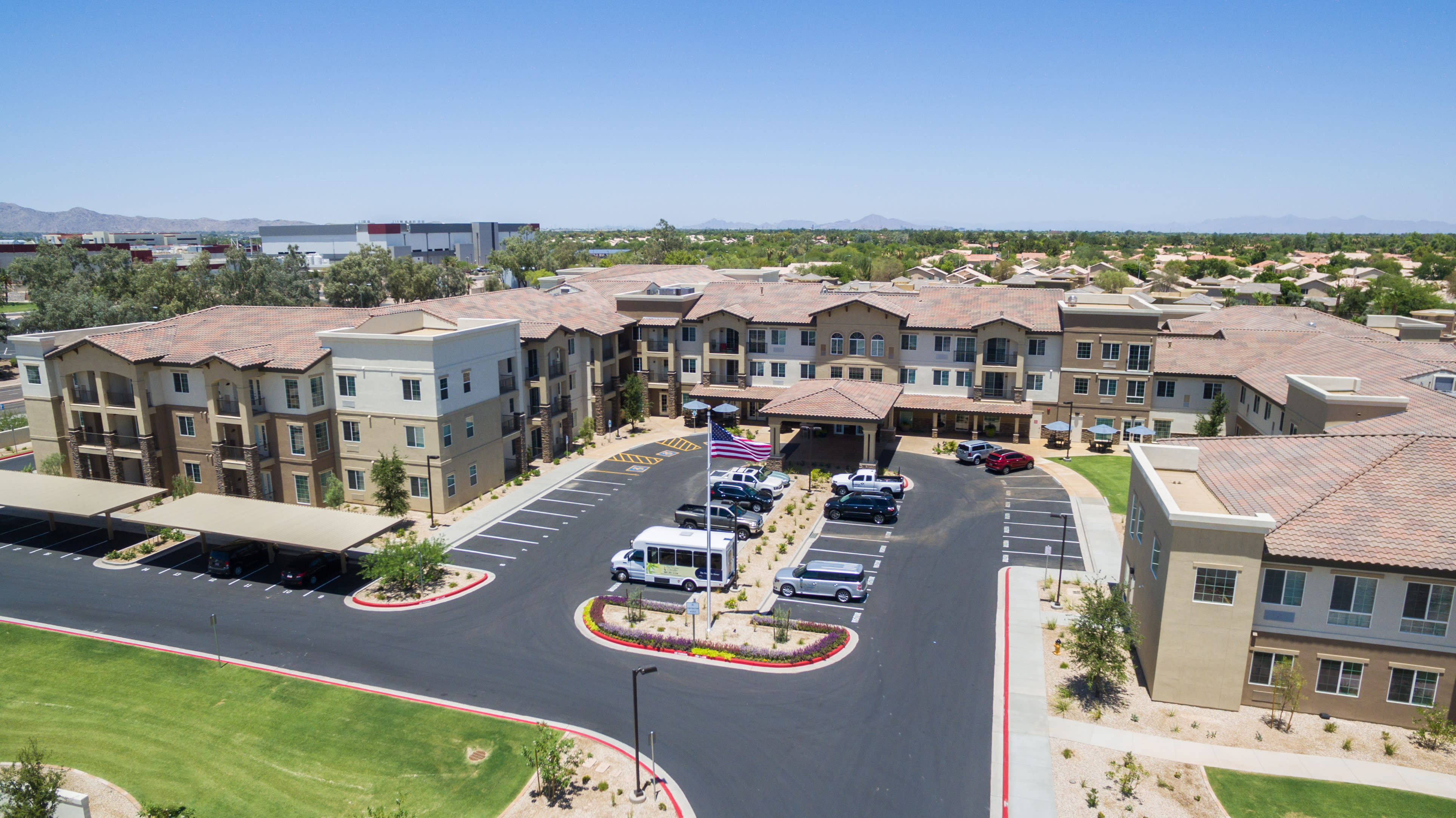 The Enclave at Chandler Senior Living aerial view of community