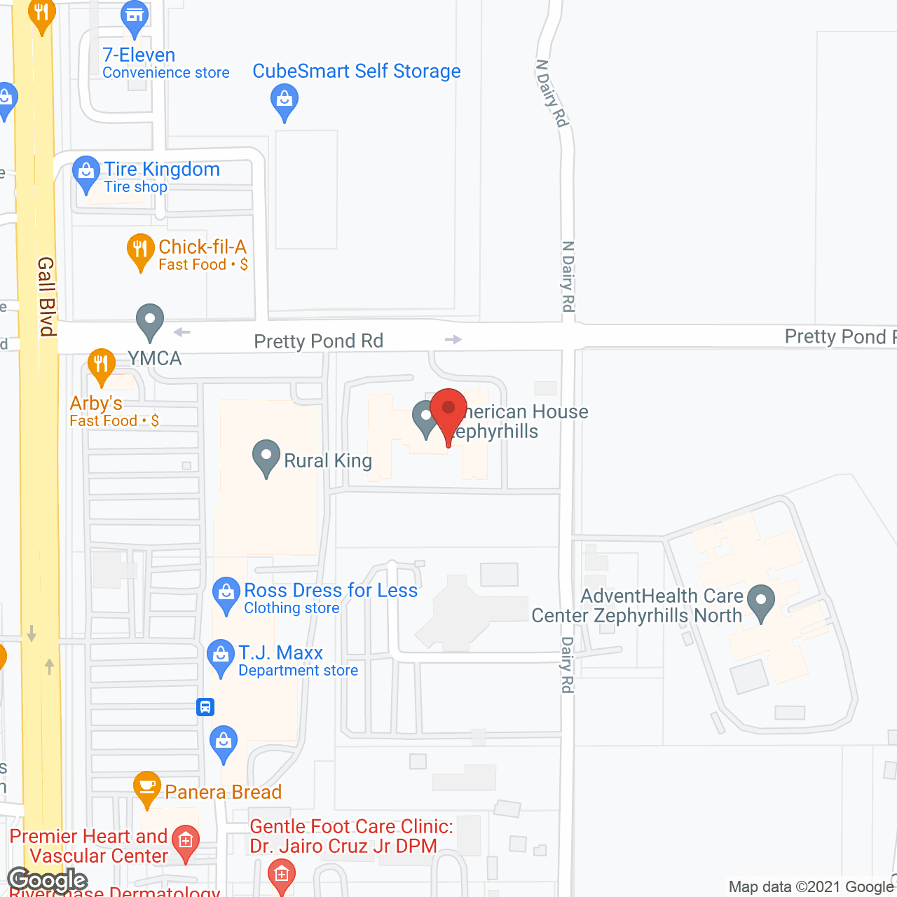 American House Zephyrhills in google map