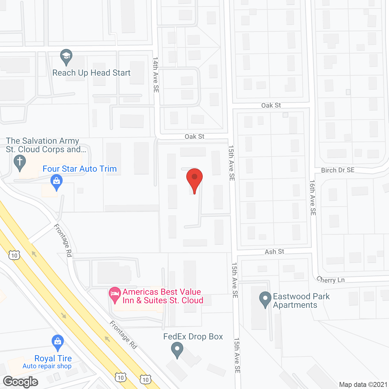 Oak Street in google map