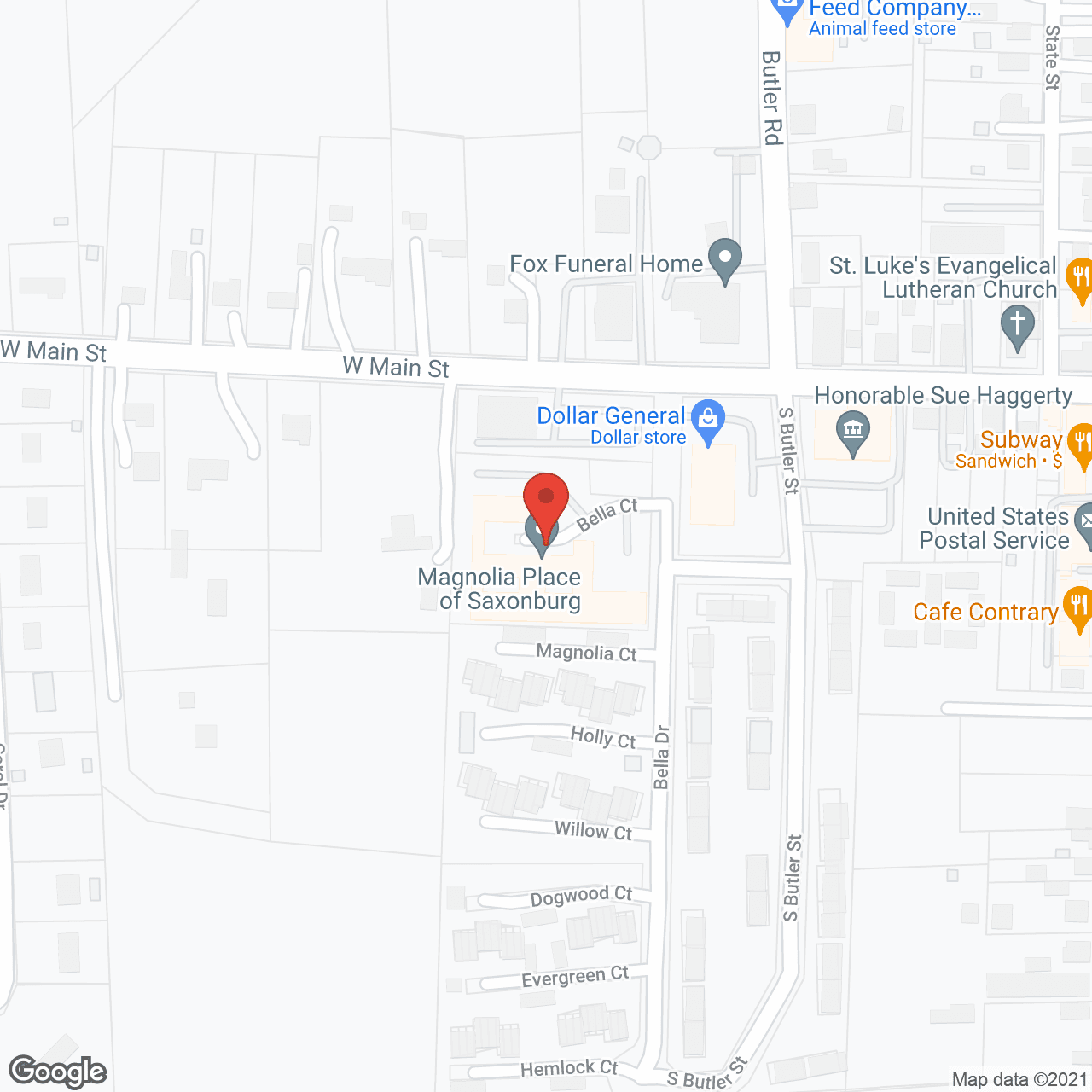 Magnolia Place of Saxonburg in google map