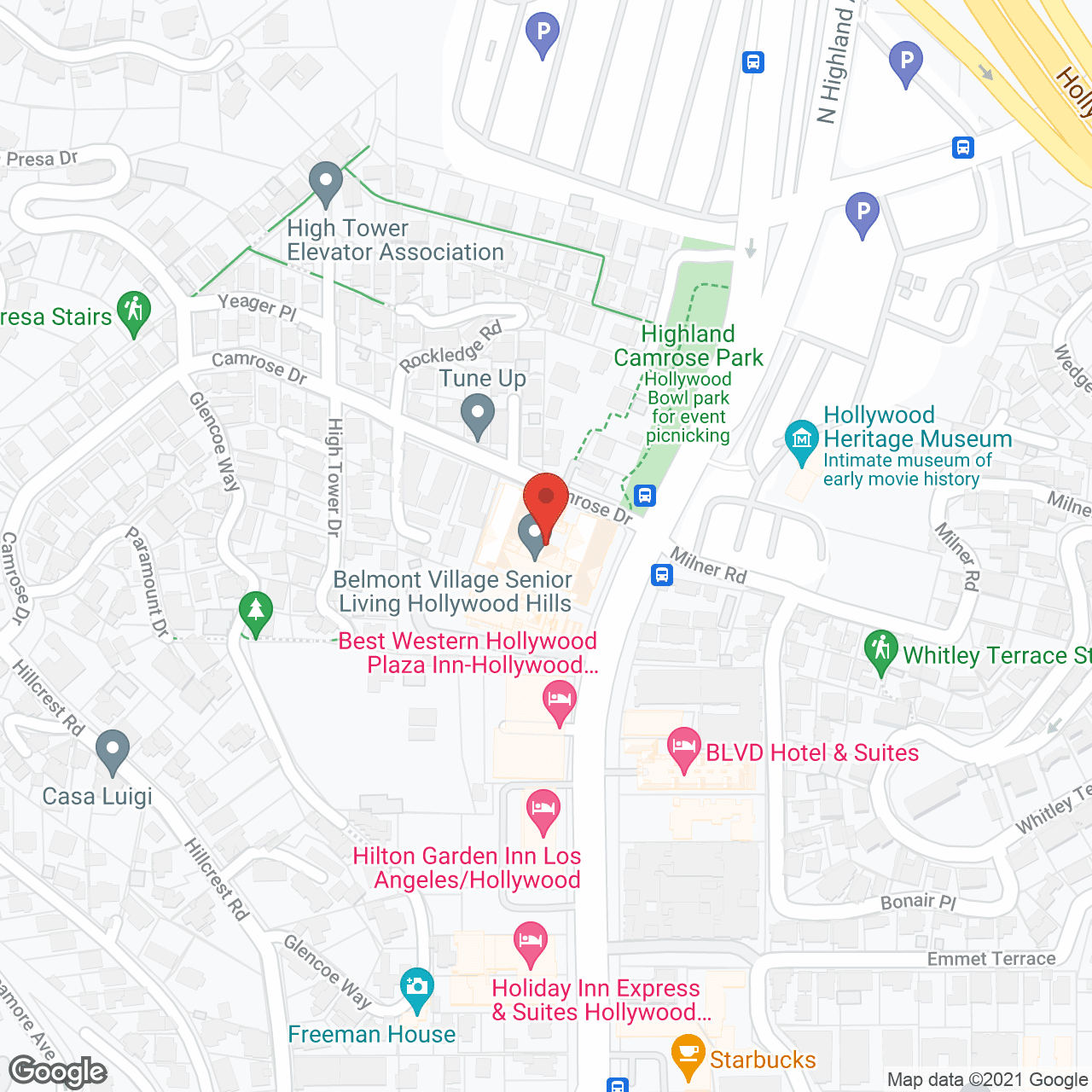 Belmont Village Hollywood Hills in google map