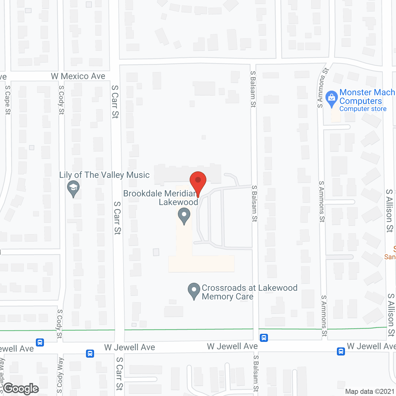 Brookdale Meridian Lakewood in google map