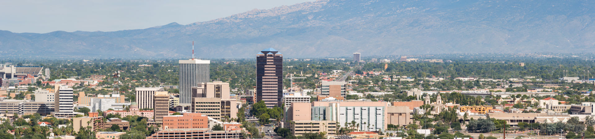 The Tucson, Arizona, skyline during the daytime